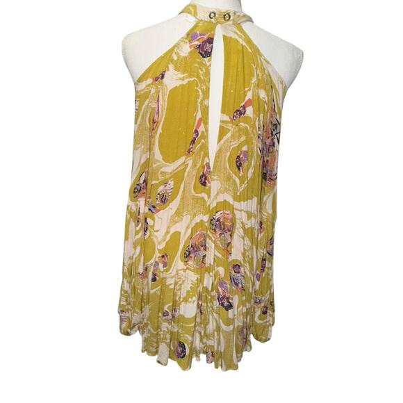 Free People Drift Away Tunic Mini Dress Gold Cold Shoulder Flowy MED NWT - Picture 11 of 12